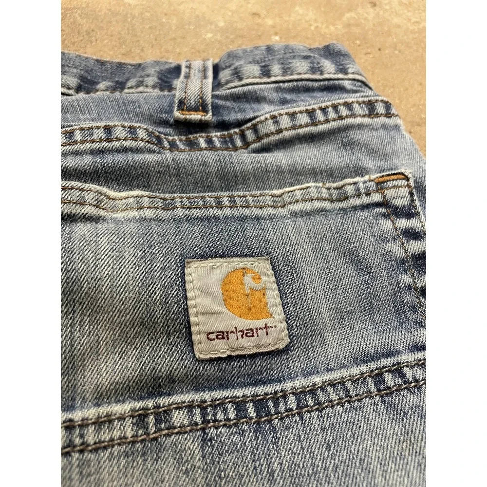 Carhartt 102804 M49‎ Jeans Mens 32x32 Medium Wash Blue Relaxed Stretch Zip Fly